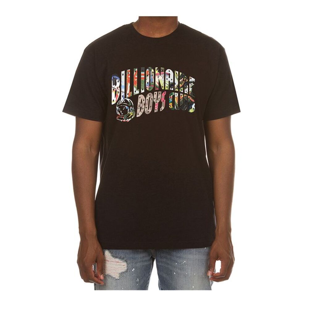 Billionaire Boys Club Crew Neck T-Shirt Curve Collage Mens Black 861-2204